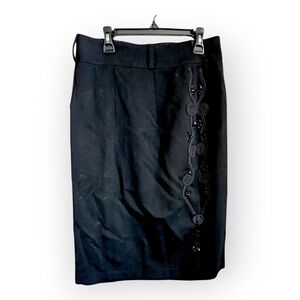 Elgez Womens SIZE 4D Black Pencil Skirt with Beaded Embroidery And Back Zipper